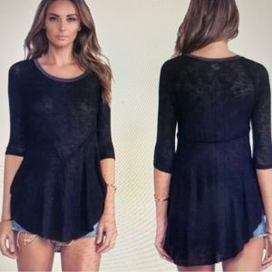 Free People Intimately Weekends Asymmetrical Black layering top Raw Edge Medium